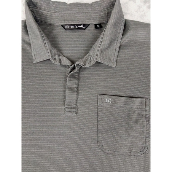 Travis‎ Mathew Men's XXL Gray Striped Short Sleeve Polo Shirt Pima Cotton Blend - Picture 1 of 9